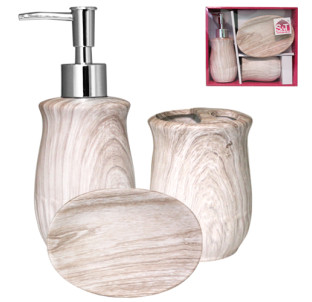 889-06-003 Набір 3пр Вільха (мильниця, підставка для зубних щіток, діспенсер для мила) - фото