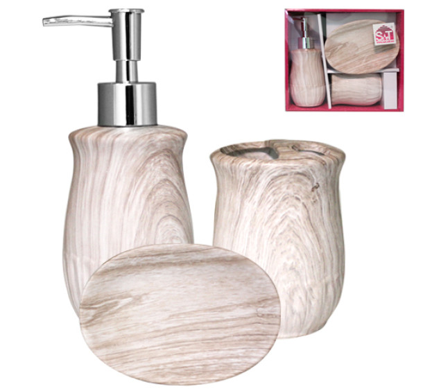 889-06-003 Набір 3пр Вільха (мильниця, підставка для зубних щіток, діспенсер для мила) - фото