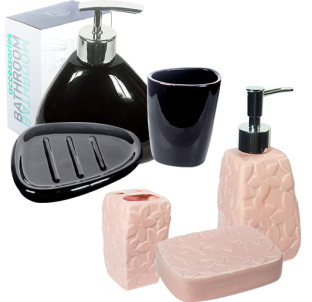 889-07-004 Набір 3пр (мильниця, підставка для зубних щіток, діспенсер для мила) - фото