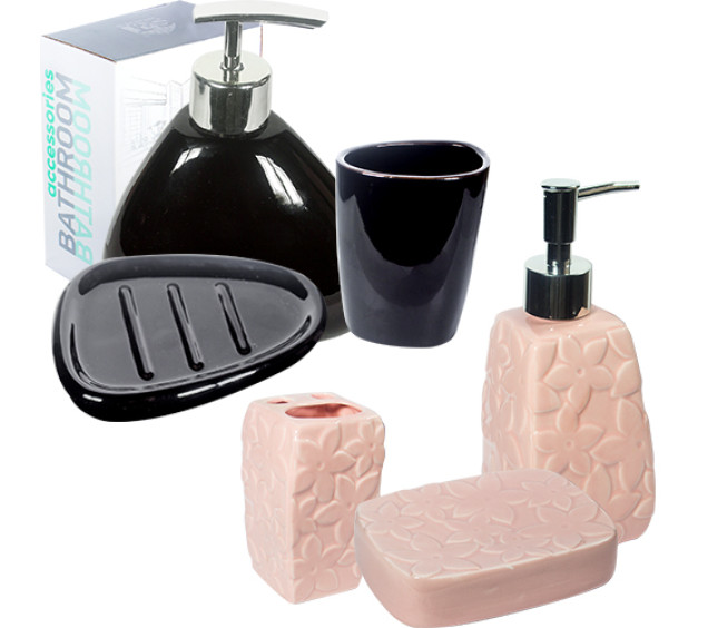 889-07-004 Набір 3пр (мильниця, підставка для зубних щіток, діспенсер для мила) - фото