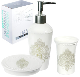 889-07-005 Набір 3пр (мильниця, підставка для зубних щіток, діспенсер для мила) - фото