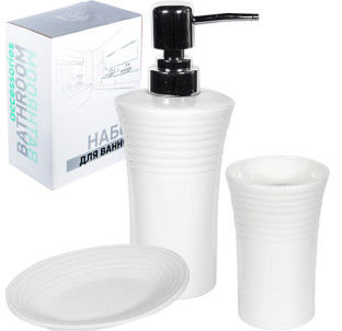 889-07-006 Набір 3пр (мильниця, підставка для зубних щіток, діспенсер для мила) - фото
