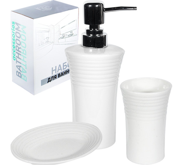 889-07-006 Набір 3пр (мильниця, підставка для зубних щіток, діспенсер для мила) - фото