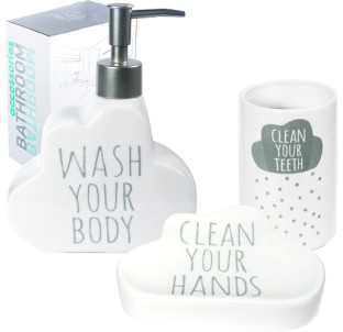 889-07-007 Набір 3пр (мильниця, підставка для зубних щіток, діспенсер для мила) - фото