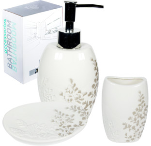 889-07-011 Набір 3пр (мильниця, підставка для зубних щіток, діспенсер для мила) - фото