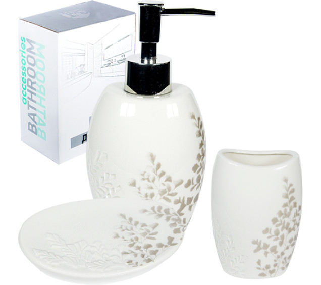 889-07-011 Набір 3пр (мильниця, підставка для зубних щіток, діспенсер для мила) - фото