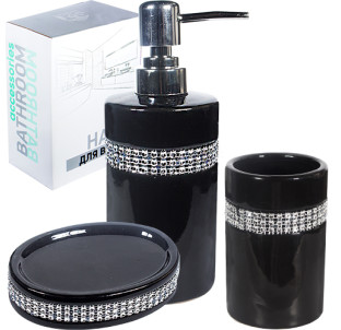 889-07-012 Набір 3пр (мильниця, підставка для зубних щіток, діспенсер для мила) - фото
