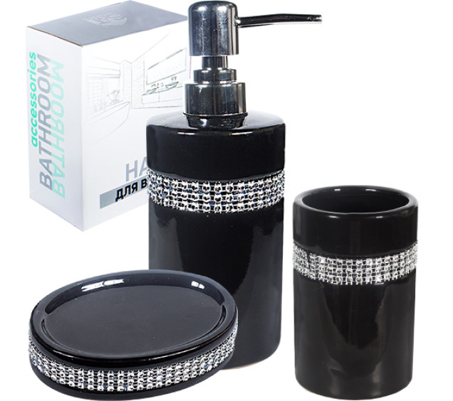 889-07-012 Набір 3пр (мильниця, підставка для зубних щіток, діспенсер для мила) - фото