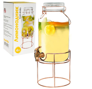9036 Лимонадник 4л на метал. стійці Бронза - фото