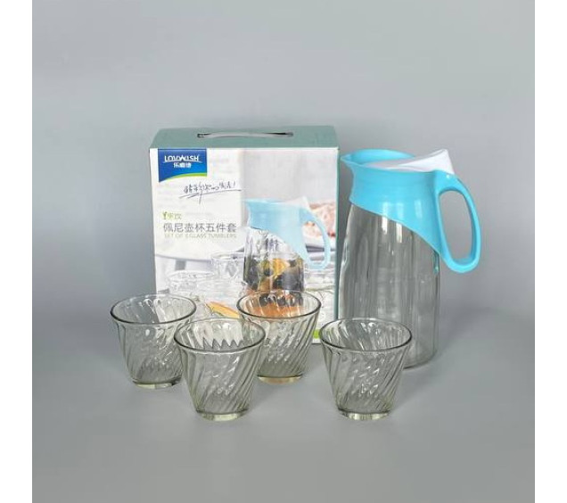 904-01 Набір для соку (глечик- 1л , склянка - 4 шт по 0.25л) - фото