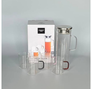 9047-01 Набір "Міднайт" із боросилікатного скла ( глечик- 1,2 л/чашки 4 шт-250 мл) - фото