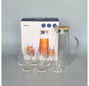 9048-01 Набір "Сонячне сяйво" із боросилікатного глечика-1,5 л та склянок 6 шт*220 мл - фото