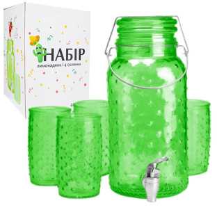 9099-2 Набір лимонадник 4л. та 4 склянки 550мл Кактус - фото