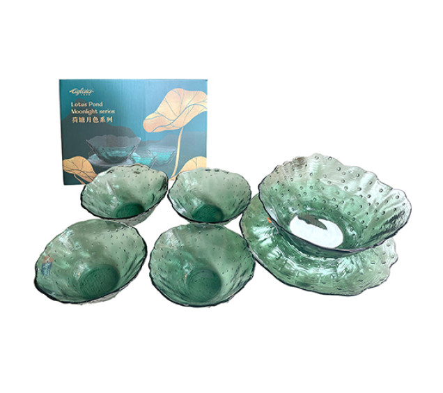 9212-00 Набір посуду (тарілка-23,6см, салатник великий-20,7см, 4 салатники-13,4см) - фото