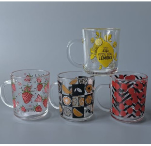 9304-8 Чашка скляна Фрукти мікс 240 мл - фото