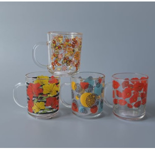 9304-9 Чашка скляна Квіти мікс 240 мл - фото