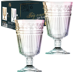 9439 Набір келихів для вина 6шт Flora алмаз 340мл - фото