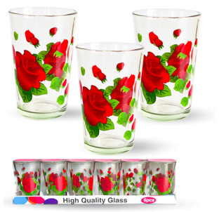 945-2 Набір склянок 6шт "Червона троянда" 210 мл - фото