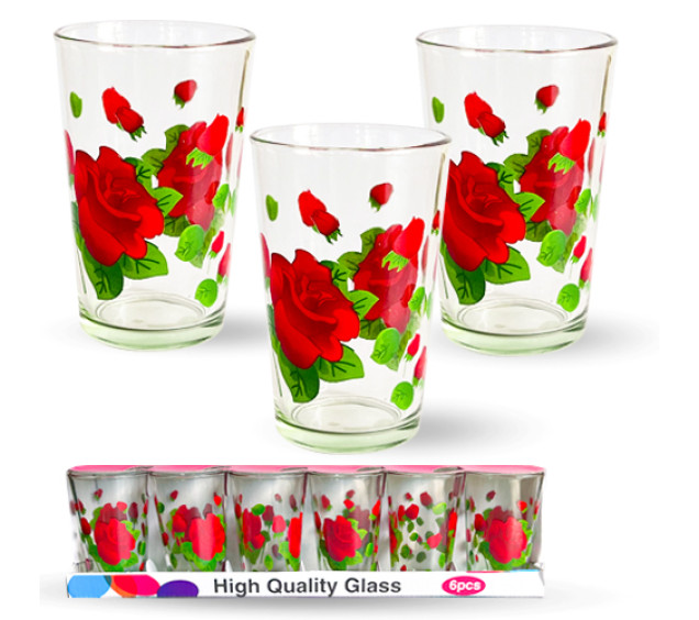 945-2 Набір склянок 6шт "Червона троянда" 210 мл - фото