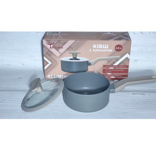 9596-16 Ківш 1.5л з скляною кришкою ALUM - фото