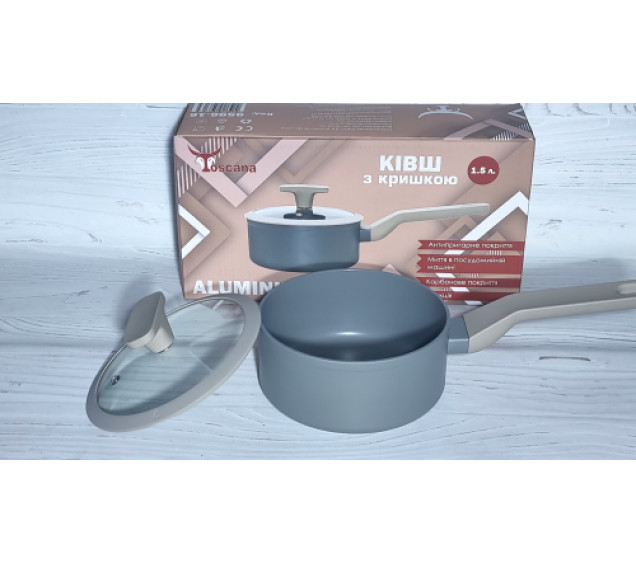 9596-16 Ківш 1.5л з скляною кришкою ALUM - фото