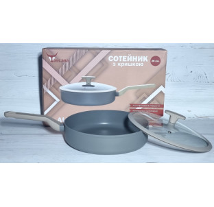 9596-28 Сотейник 28см з скляною кришкою  ALUM - фото