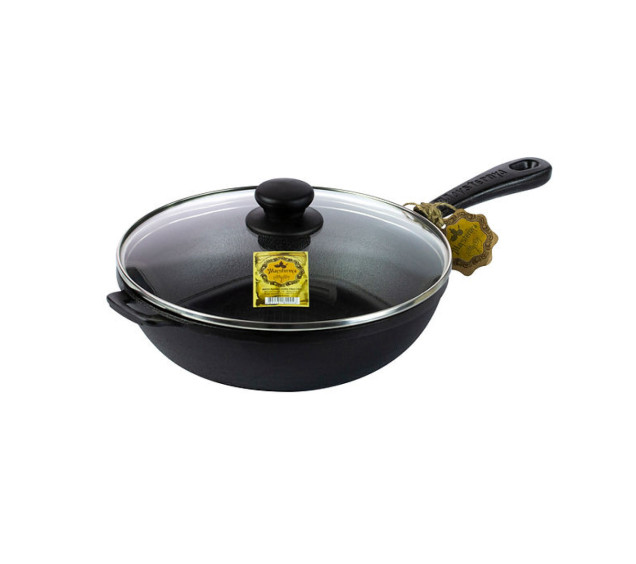 Т203С3 Сковорода чавунна 26*6см зі скляною кришкою - фото 1