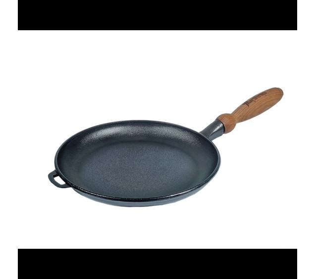 Т301 Сковорода млинцева чавунна 24*2,5см з дерев'яною ручкою - фото 4