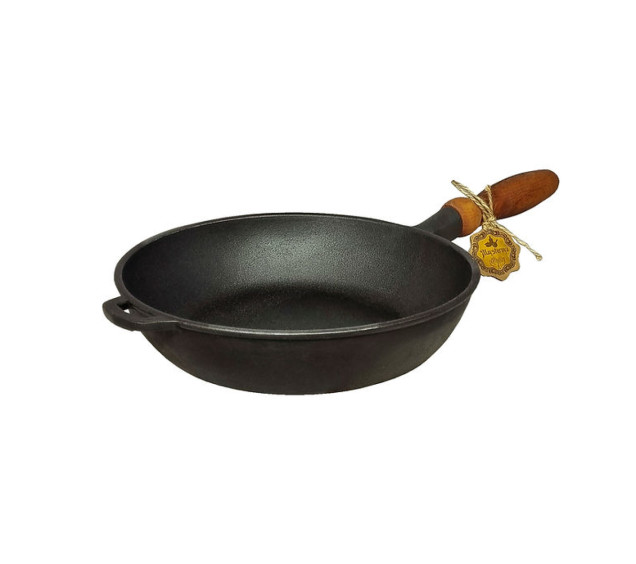 Т305 Сковорода чавунна 26*6см з дерев\'яною ручкою - фото 4