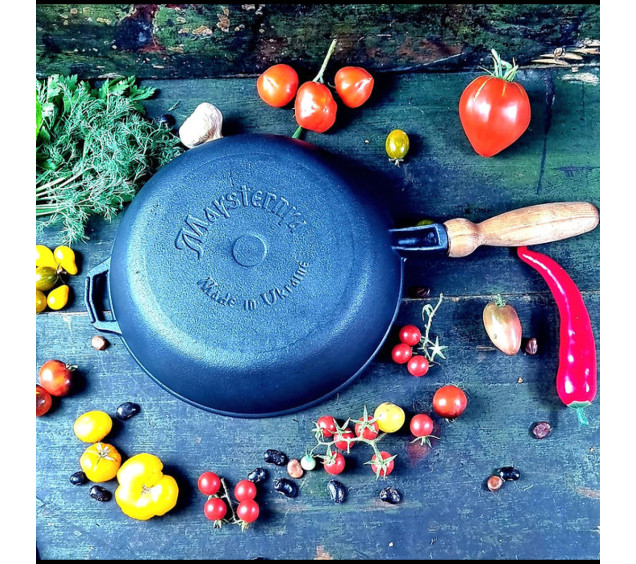 Т305 Сковорода чавунна 26*6см з дерев\'яною ручкою - фото 1