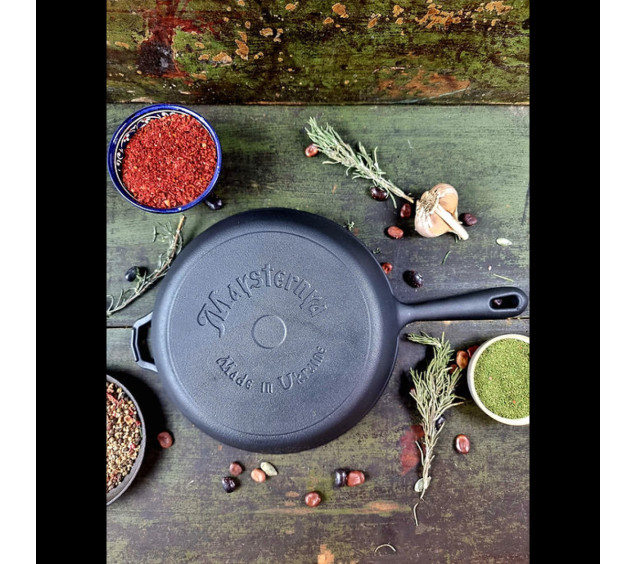 Т2013С3 Сковорода чавунна 24*4см зі скляною кришкою - фото 1