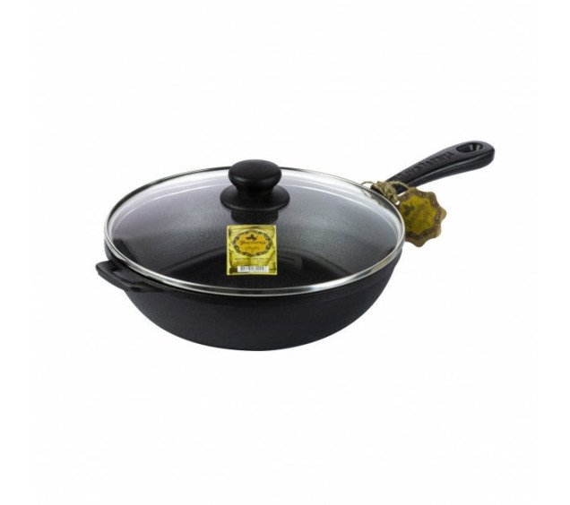 Т204С3 Сковорода чавунна 28*6см зі скляною кришкою - фото 3