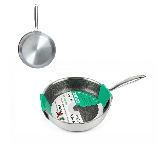 9093-26 Сковорода Глибока з антипригарним PFLUON покриттям із захисною насічкою d-26см; h-6,5см - фото