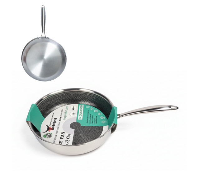 9093-28 Сковорода Глибока з антипригарним PFLUON покриттям із захисною насічкою d-28см; h-6,5см - фото