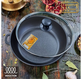 Т103С3 Жаровня чавунна 26*6см зі скляною кришкою - фото