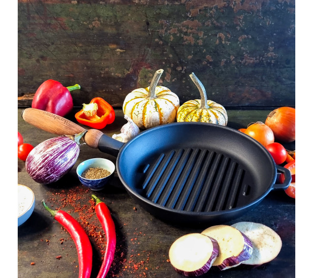 Т308 Сковорода чавунна 24*4см кругла (гриль) - фото 2