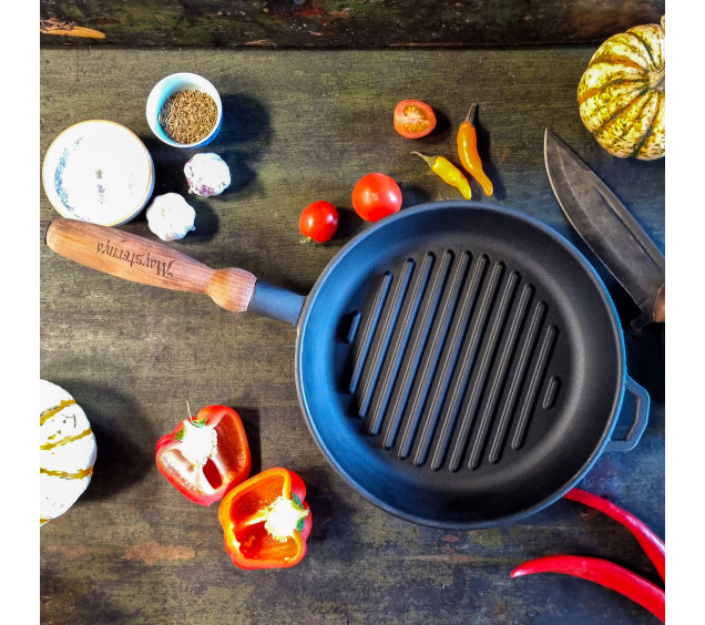 Т308 Сковорода чавунна 24*4см кругла (гриль) - фото 1