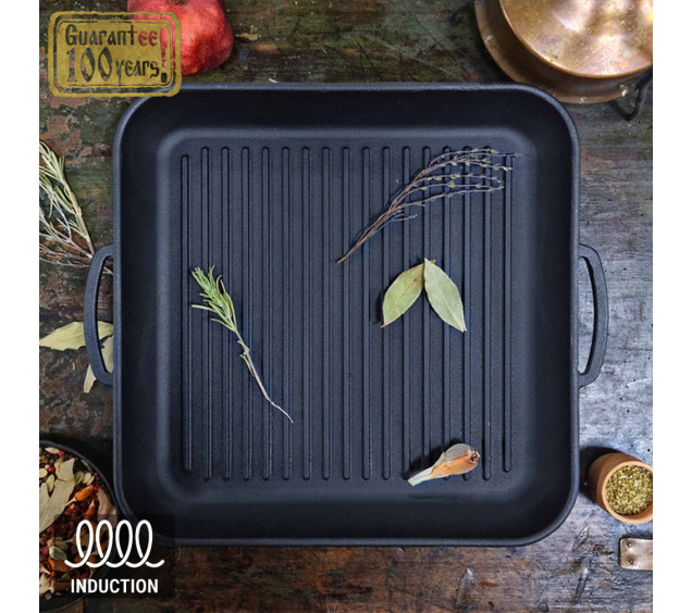 Т309 Сковорода чавунна 35*35*4 квадратна (гриль) - фото
