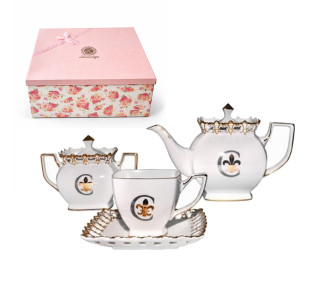 1775 Сервіз чайний 14 пр. Золота лілія (чашка 230мл,чайник 1200мл, цукорниця 420мл) - фото