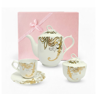 1788-4 Набір чайний 14пр. Жаклін (чашка 220мл,бл.15,5см,цукорн.340мл, чайник 1,3л) - фото