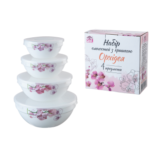 30054-15022 Набір ємностей  з кришкою 4 шт (7',6',5', 4,2') "Орхідея" - фото