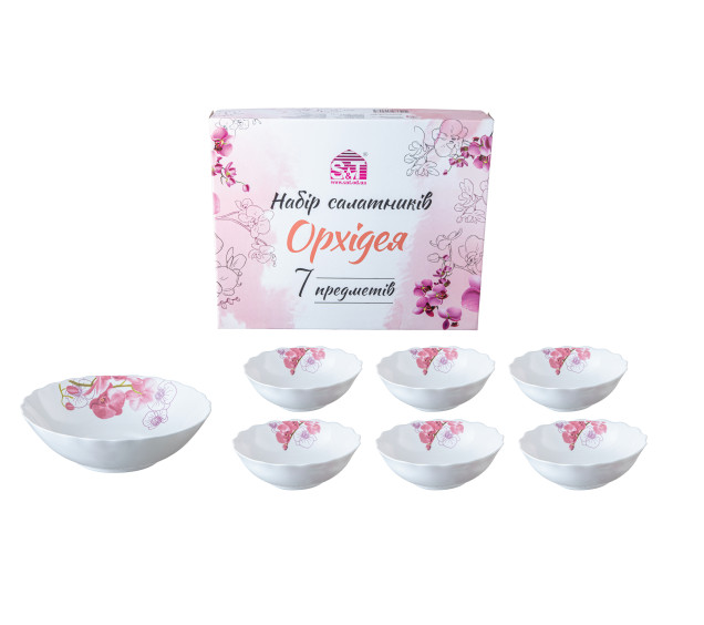 30057-15022 Набір салатників 7 шт (1 шт-9 ', 6 шт-6')  "Орхідея" - фото