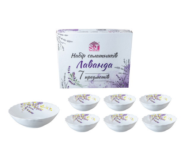 30057-15030 Набір салатників 7 шт (1 шт-9 ', 6 шт-6')  "Лаванда" - фото