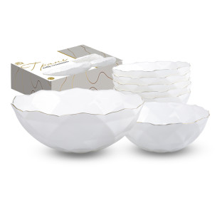 30098-07 Набір салатників 7шт "Грані", золотий кант 1-1,5л; 6-550мл - фото