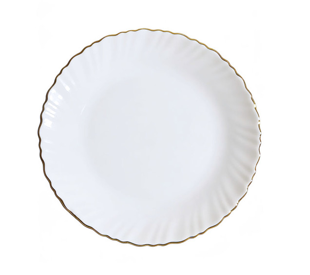 30131-00 Тарілка 8,5' біла, золотий кант - фото