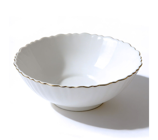 30136-00 Салатник 8' білий, золотий кант - фото