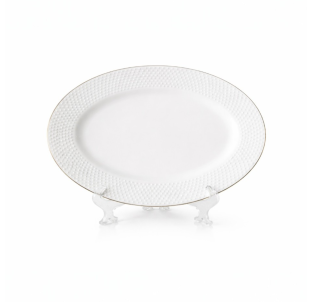 30211-00 Блюдо овальне 12' Viva, золотий обідок - фото