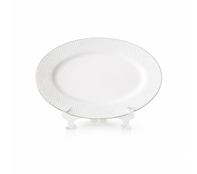 30211-00 Блюдо овальне 12' Viva, золотий обідок - фото