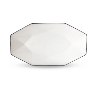 30323-00 Блюдо 12' ромбовидне, чорний обідок - фото