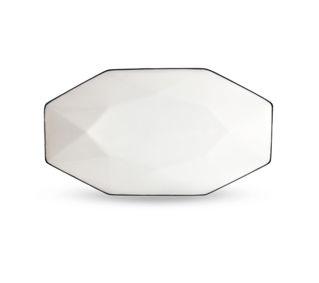 30323-00 Блюдо 12' ромбовидне, чорний обідок - фото